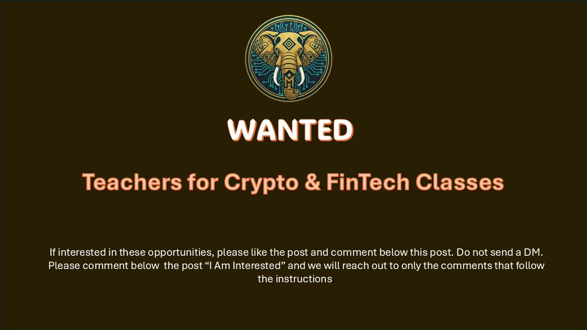 MulaCommunity's tweet image. Teachers Wanted for Crypto Classes. Follow instructions on flyer below.