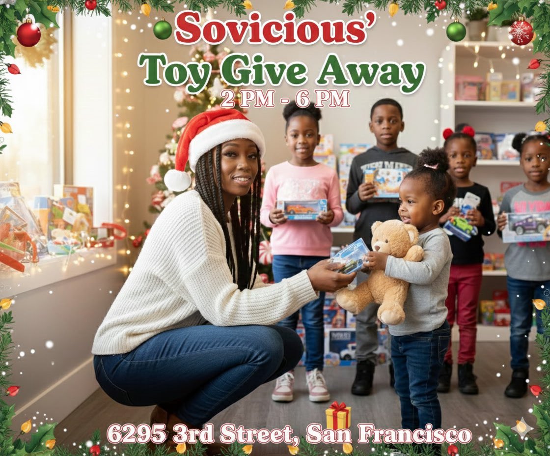 sovicious415's tweet image. 🎄TODAY IS MY 1st ANNUAL TOY GIVE AWAY! 🎁 🎄COME SLIDE THRU TO THE SHOP &amp;amp; GET SOME TOYS &amp;amp; GIFTS FOR THE KIDDOS THIS HOLIDAY SEASON! 💯

📅:THURSDAY 12/18/2025
📍:"CURTIS CLOTHING &amp;amp; APPAREL"6295 3rd Street SF CA 94124
⏰:2:00pm-6:00pm

👉🏾(CHILD MUST BE PRESENT TO RECEIVE GIFT)