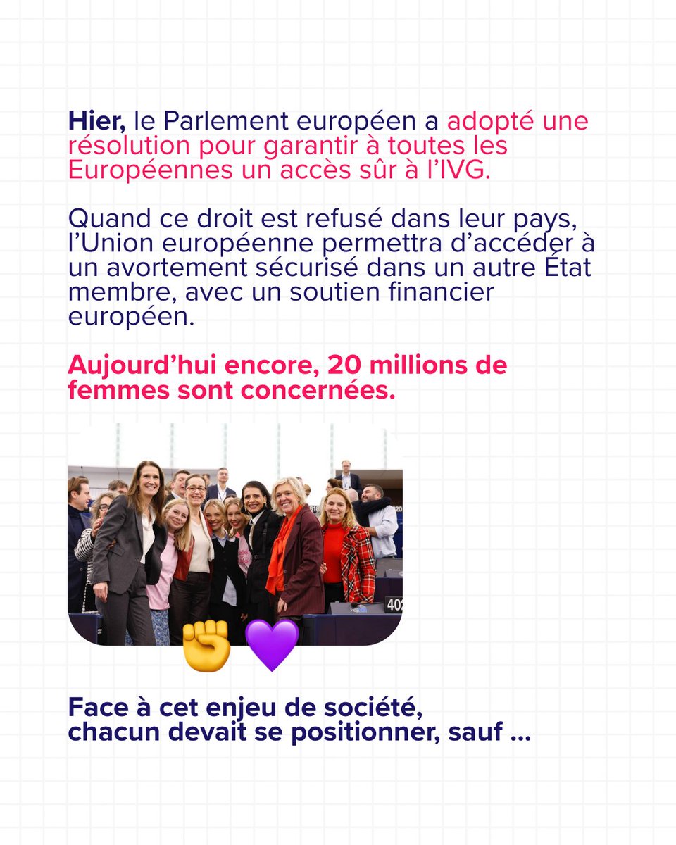 Jeunesenmarche's tweet image. Hier, le Parlement européen a adopté une résolution pour garantir à toutes les Européennes un accès sûr à l’IVG, y compris dans un autre État membre avec un soutien financier européen.

20 millions de femmes sont encore concernées.

Face à cet enjeu vital, chacun devait se…