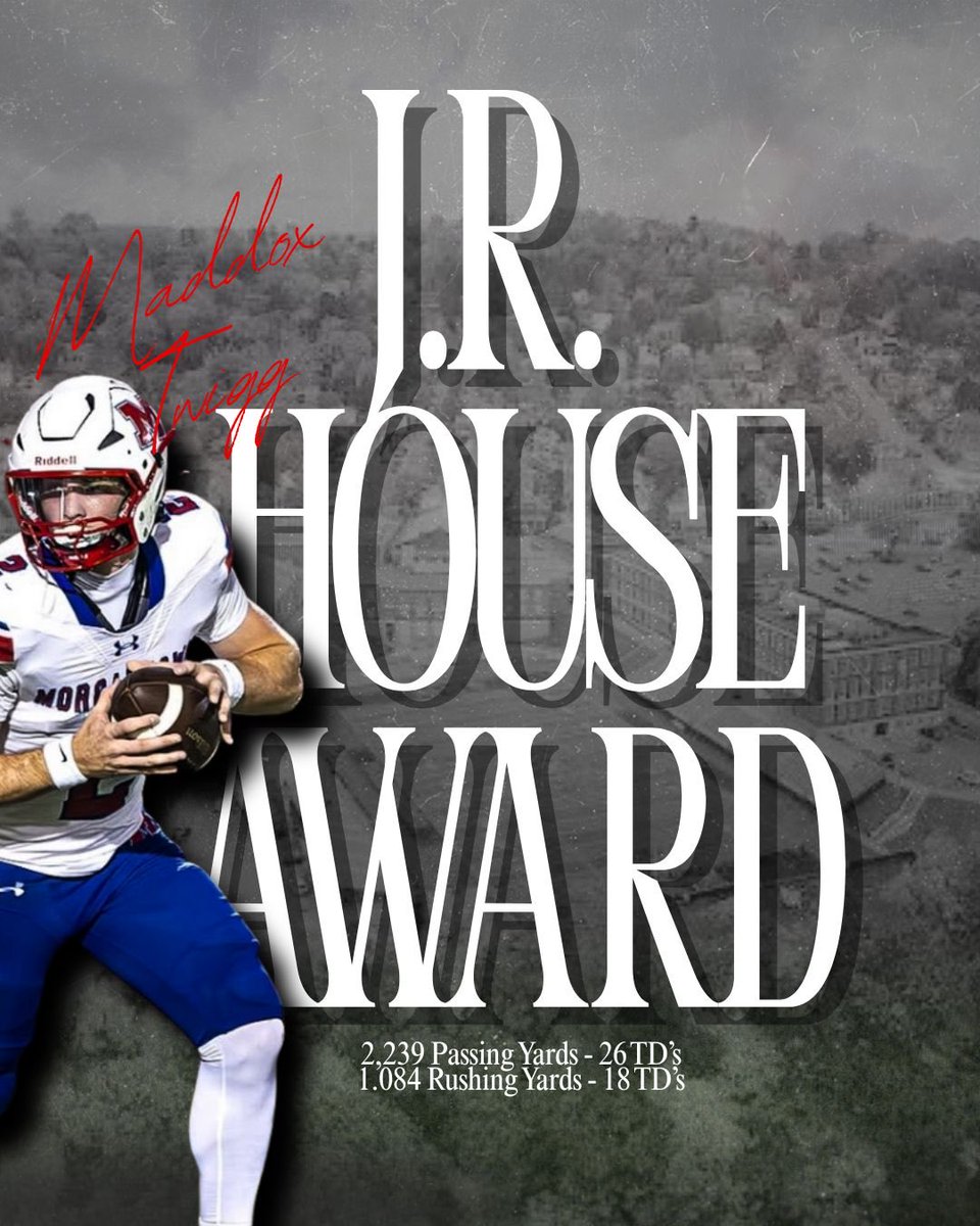 MohiganFootball's tweet image. Written in History. 

Congratulations to QB1 @MaddoxTwigg for becoming the first Mohigan to win the  House Award ‼️

This award is named after Nitro legend J.R House signifying the best QB in the state. Maddox becomes the first Sophomore in WV State history to win this award.