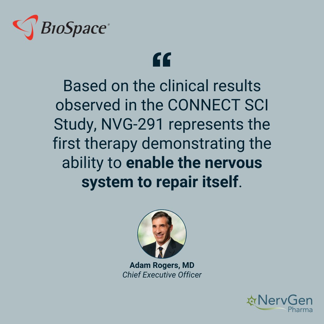 NervgenP's tweet image. NervGen CEO Adam Rogers spoke with @BioSpace about the unprecedented CONNECT SCI data showing NVG-291 improved function, independence &amp;amp; quality of life in chronic #SCI with reported durability up to 1 year after the 16-week study period.
 
biospace.com/drug-developme……