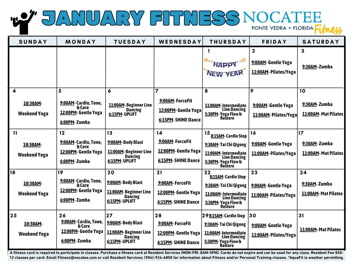 Start 2026 strong! 🏋️ Check out our January Fitness Calendar and get moving toward your New Year's resolutions. 💪
