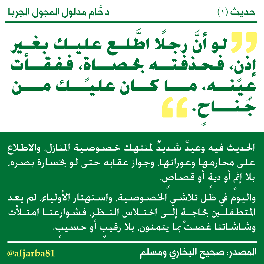 d_jarba's tweet photo. #حديث #البخاري #مسلم #الخصوصية #privacy https://t.co/z0MajoNlww