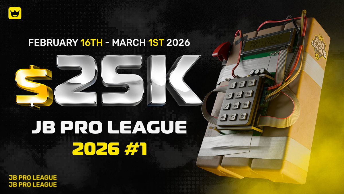 JBProLeague's tweet photo. https://t.co/Ly4WDt3E4Z, together with @VANTAGL, are proud to officially announce JB Pro League 2026 #1 - a Tier 2 Counter-Strike 2 online tournament with a $25,000 prize pool, taking place between February 16 - March 1, 2026. https://t.co/G5IYKUFKKs