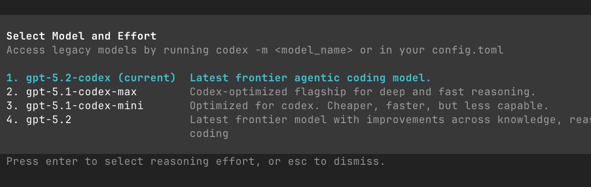 codex model selector