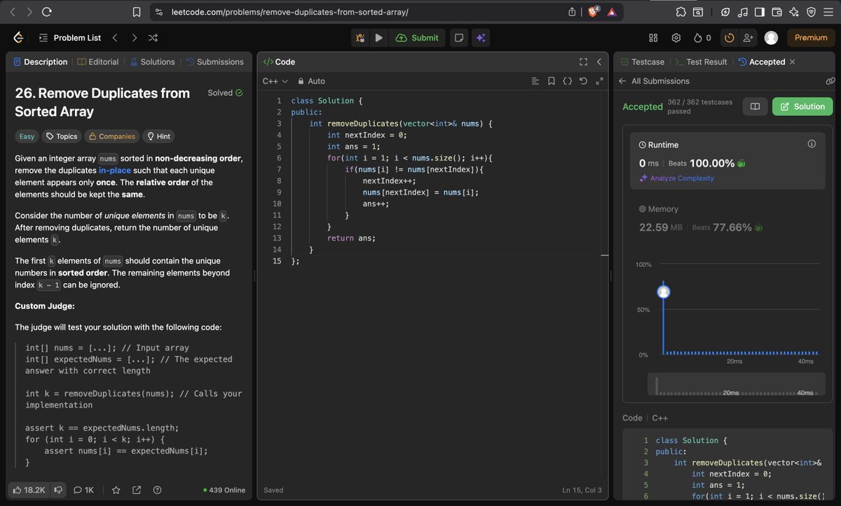 _PrathamGambhir's tweet image. Today's work of #100DaysOfCode 

•DSA (#StriversA2ZDSASheet) 
-Completed merge sort, quick sort, recursive bubble &amp;amp; insertion sort
-Leetcode 
1.Largest Element in an Array with &amp;amp; without sorting
2.Check if Array Is Sorted &amp;amp; Rotated
3.Remove Duplicates from Sorted Array

(🧵1/2)