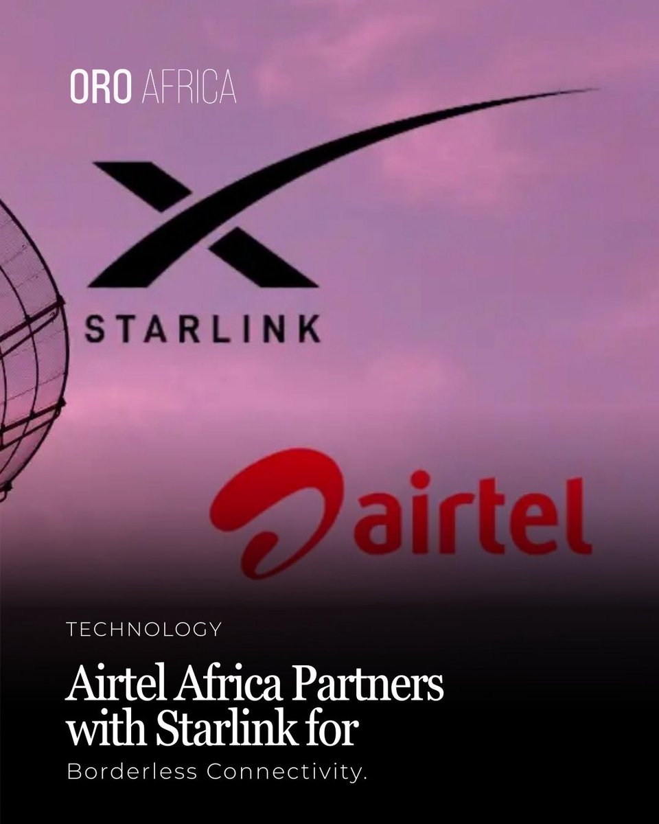 Airtel Africa partners with Starlink to unlock borderless connectivity across the continent redefining how Africa connects, communicates, and grows. <a href="/Starlink/">Starlink</a> <a href="/AIRTEL_KE/">Airtel Kenya</a> 

#AirtelAfrica #Starlink  #AfricaTech #DigitalAfrica #SatelliteTechnology #Telecoms #Innovation #OROAfrica