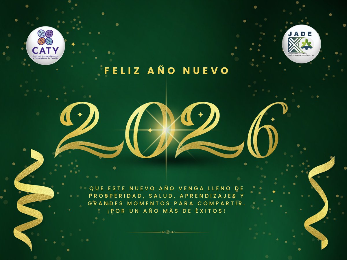 Desde Jade Propuestas Sociales y el CATY les deseamos un excelente inicio de año. ✨
#FelizAñoNuevo #2026 #Prosperidad #Jade #SomosCaty