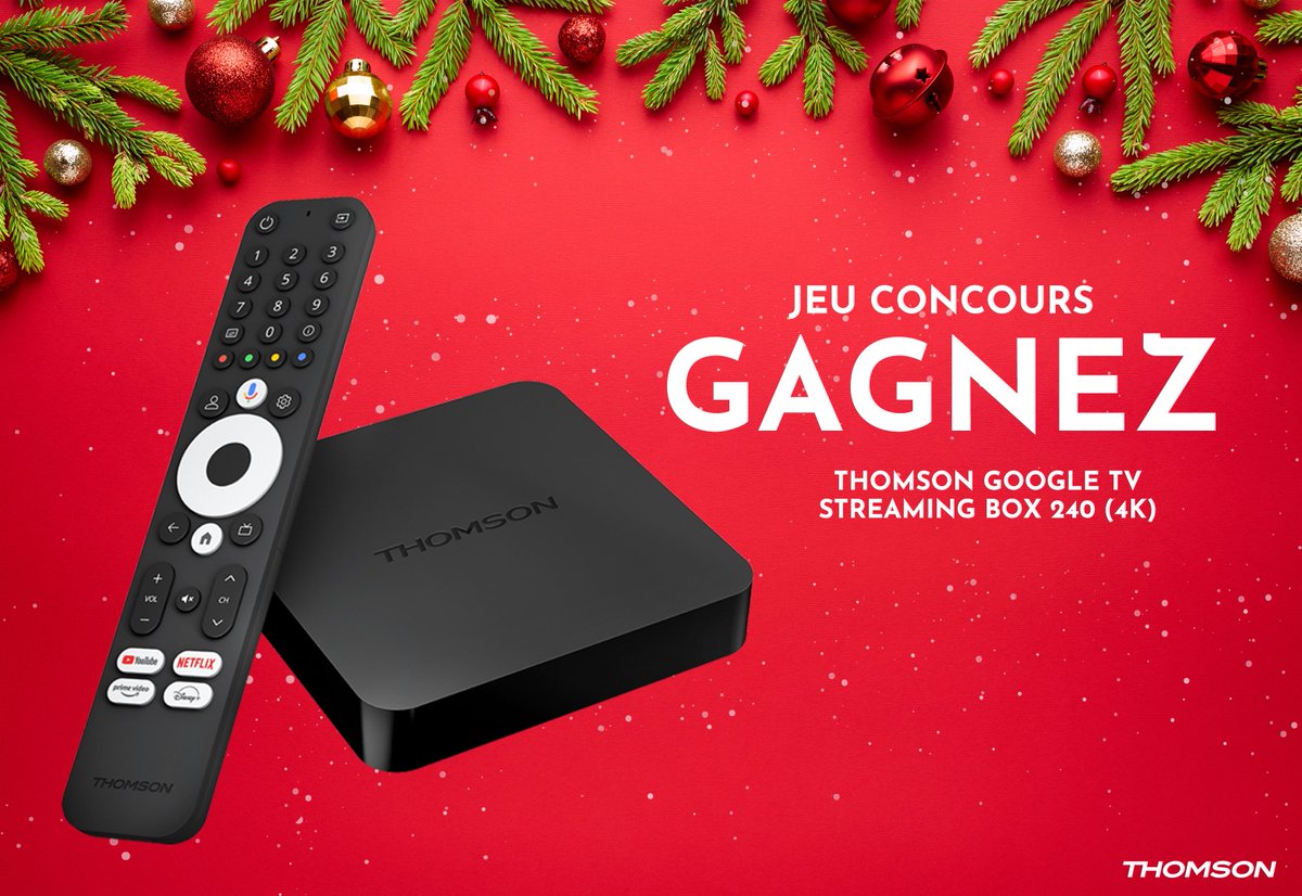 #ThomsHotteDeNoel 🎅 
La Streaming Box 240G n'est pas seulement un appareil de streaming : c'est votre nouveau hub multimédia Google TV qui fait passer votre expérience télévisuelle à un niveau supérieur ! 🤩

Pour tenter de la gagner :
👁️ RT + FOLLOW
👁️  Quel est votre film
