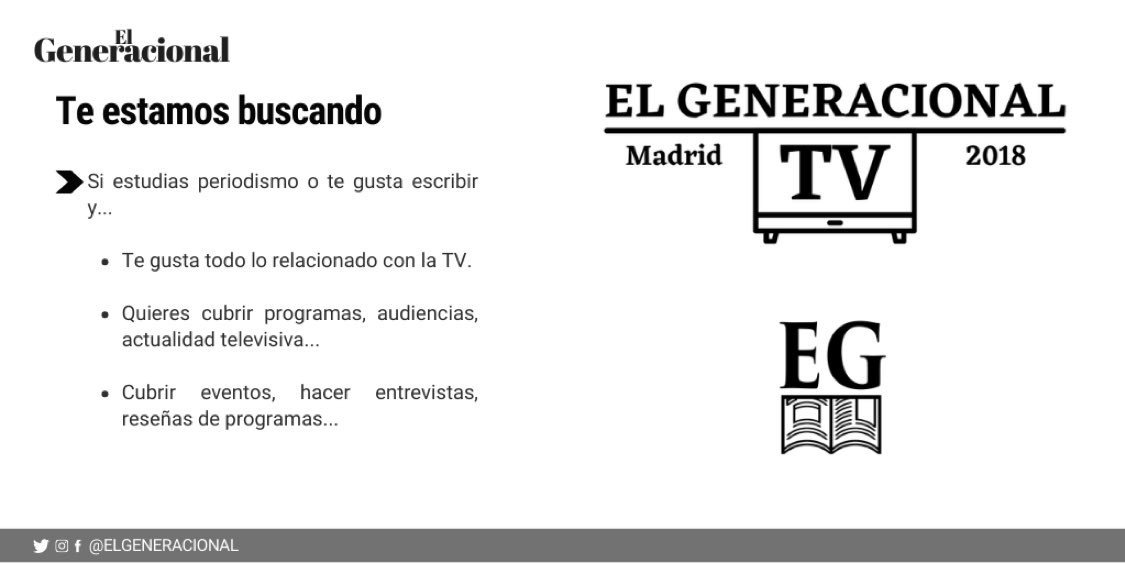 📺¿Te gusta la TV y escribir sobre ello? Te estamos buscando

Buscamos redactores que quieran formar parte de esta gran sección, que trata de acercar el mundo de la televisión cubriendo audiencias, actualidad, programas y mucho más.

¡Te esperamos!