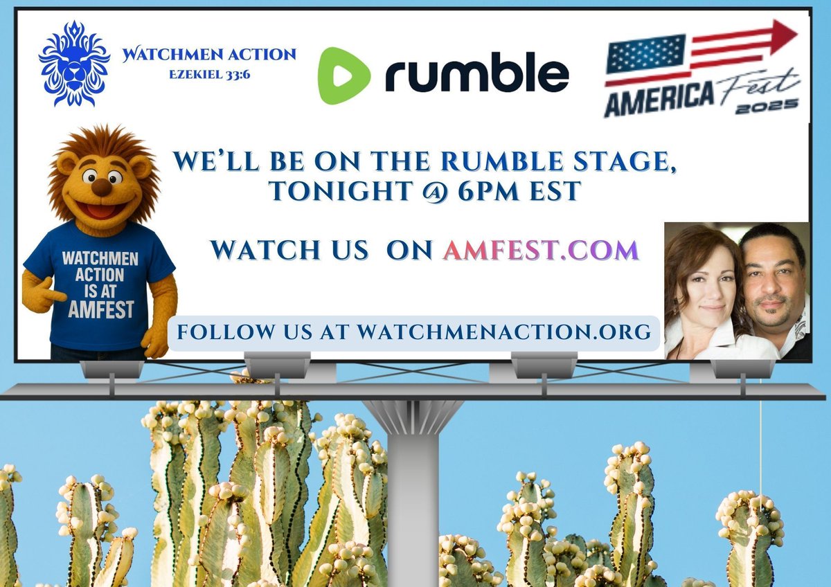 watchmenaction's tweet image. Some moments are announced. Others are answered...as we are tonight at the #RumbleStage on #mediarow for #AmFest2025. Our conversation on #AI goes live in hours. 

Watch it at amfest.com and follow us at watchmenaction.org DontMissThis #BeInTheRoom