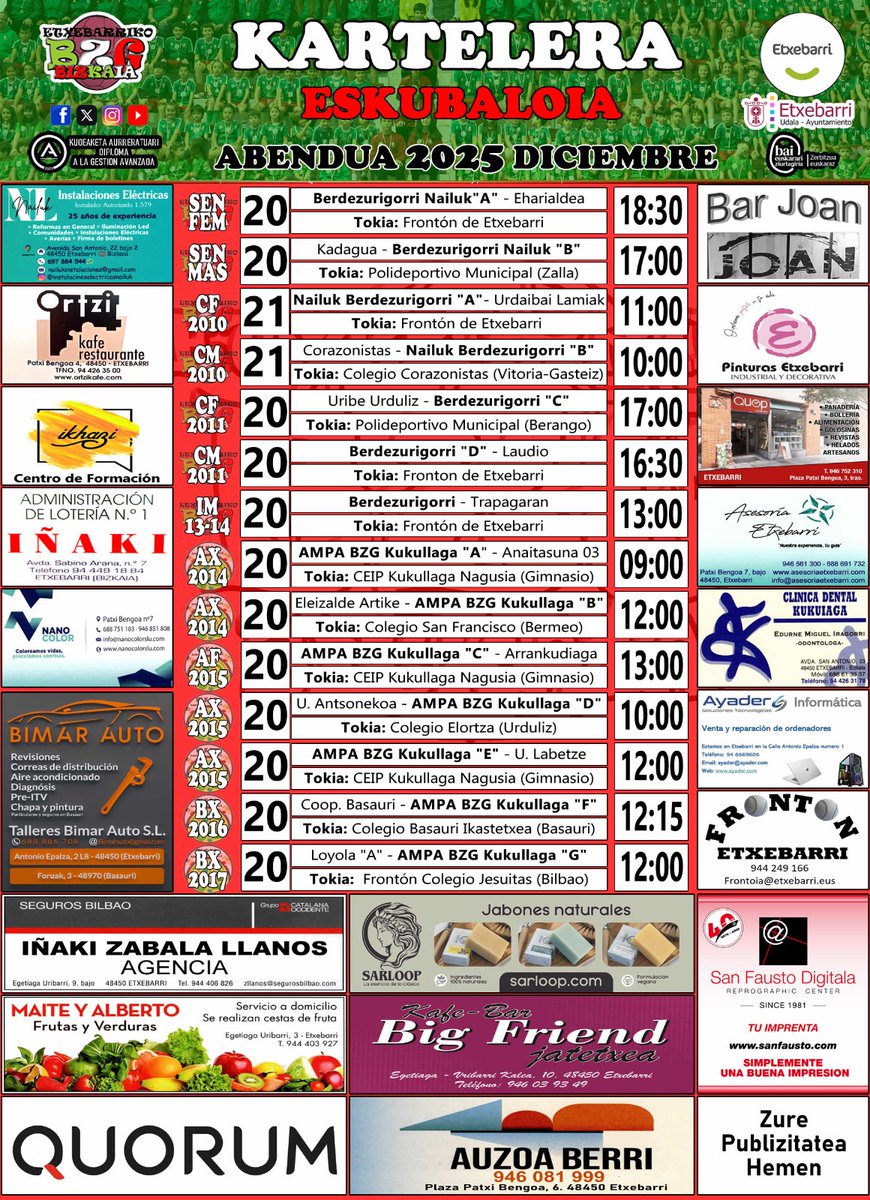 Urteko azken #eskubaloi ligako partidak. Etorri eta #taupadaberdea sentitu. 🫵🏼💚🤾🏻‍♂️

Últimos partidos ligueros de #balonmano del año. Ven y siente el #latidoverde.🫵🏼💚🤾🏻‍♂️

#harrobia #berdezurigorritrakatra <a href="/IgeElkar/">AMPA ELKAR IGE KUKULLAGA</a> <a href="/EtxebarriBizi/">Etxebarri Bizi</a> <a href="/fvbm/">fvbm/bef</a> <a href="/BimarAuto/">Talleres Bimar Auto S.L.</a> bzg.eus