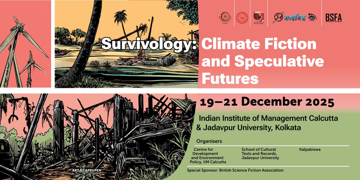 #survivologyCon #scifi #Indian 
'Survivology: Climate Fiction and Speculative Futures'.
The speculative fiction convention will start tomorrow. The venue and details can be found here -survivology2025.github.io/Conference/ind…
Entry is open for all.