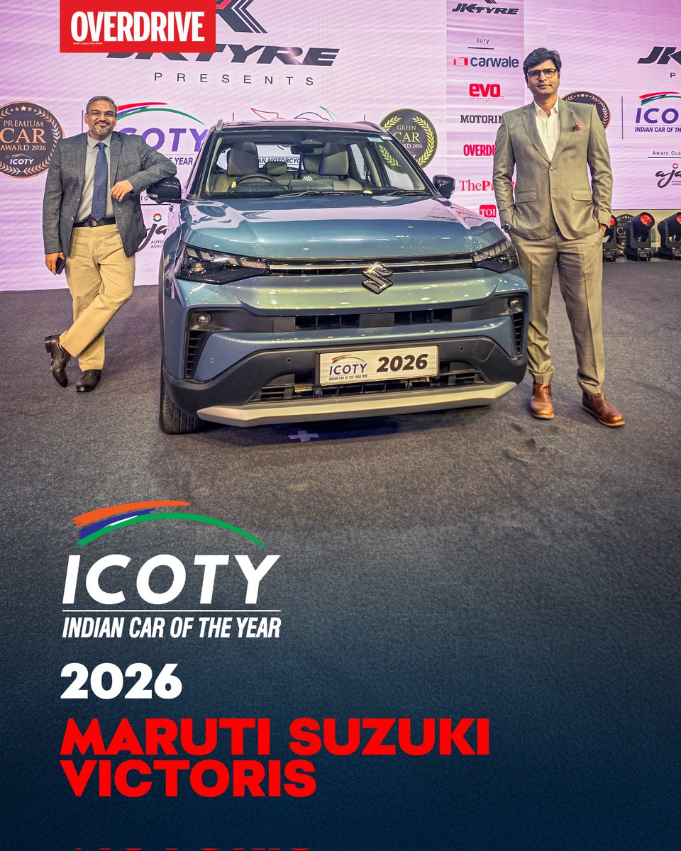 odmag's tweet image. And the winner is… @MSArenaOfficial Victoris! 🎉

The @ICOTY_jury 2026 award goes to Maruti Suzuki Victoris. Recognized for its combination of design, features, and overall appeal, Victoris stood out among the finalists to take home the title.

#ICOTY2026 #CarOfTheYear