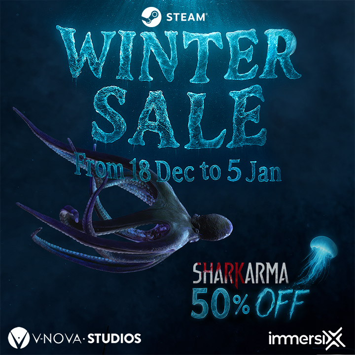 The #SteamWinterSale is live, and this is your final chance to get #Sharkarma at 50% off. The full Sharkarma movie launches in early 2026, and anyone who owns Sharkarma will receive the full experience at no additional cost. 
hubs.la/Q03YDmwZ0 

#SteamSale #SteamVR