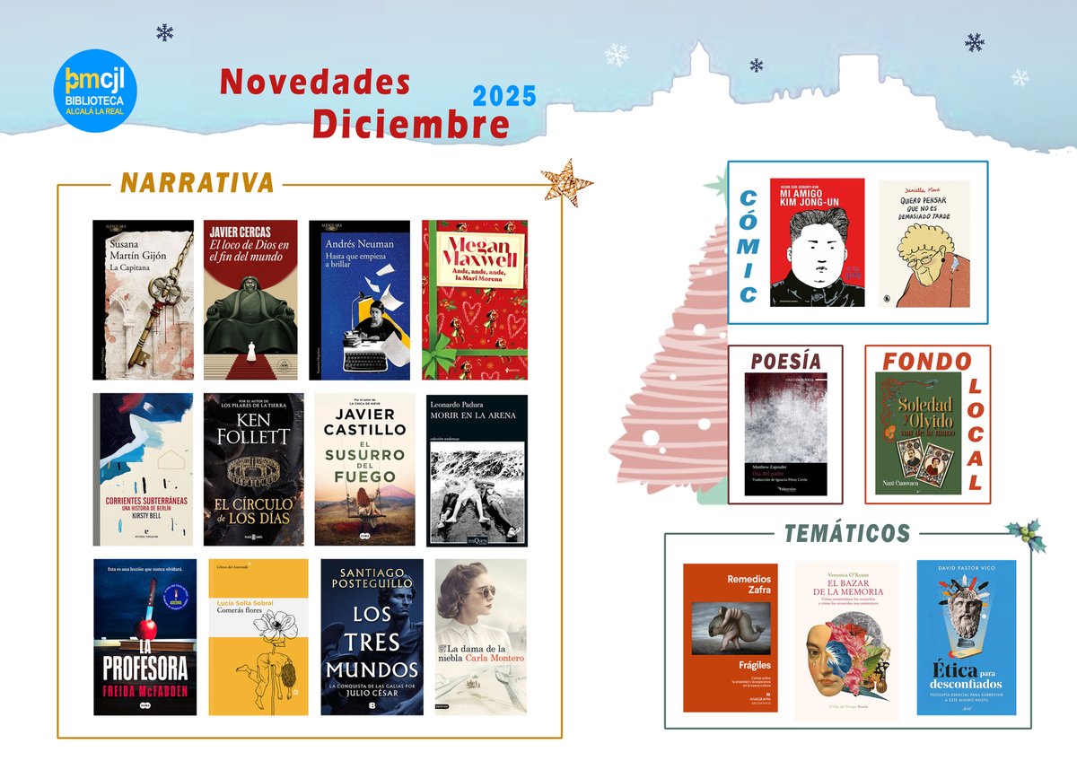 Llega la Navidad y, con ella, llegan también novedades bibliográficas a la <a href="/BibAlcalalaReal/">Biblioteca Pública de Alcalá la Real</a>. Para todos los gustos y edades. ¡Felices lecturas!