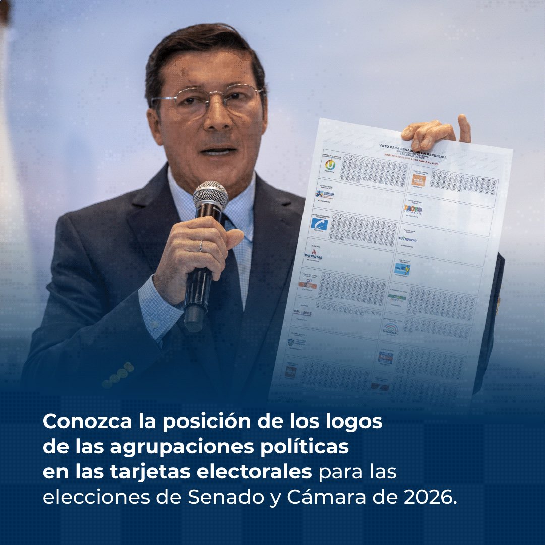 #Elecciones2026🗳️ Se definió la ubicación de los logos para Senado por la circunscripción nacional e indígena y para Cámara por Bogotá y Cundinamarca, así como las circunscripciones especiales indígena, afrodescendiente e internacional.

Comunicado completo ➡️