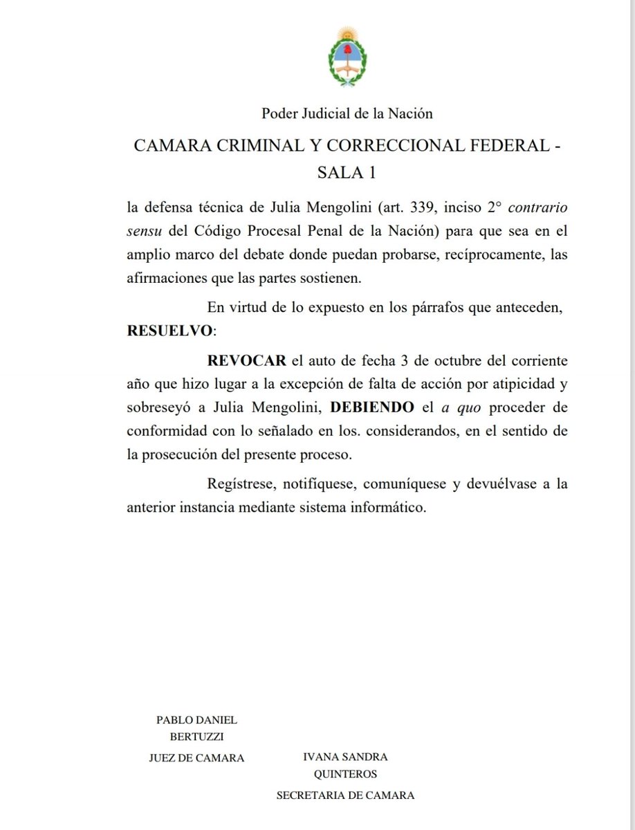 arilijalad's tweet image. Esto es realmente grave.

El juez Bertuzzi anuló el sobreseimiento de Julia Mengolini en una de las denuncias que le hizo Milei.

Bertuzzi, puesto a dedo por Macri y mantenido por la Corte y por Alberto F. en un cargo para el que nunca concursó, pretende censurarnos bajo su…