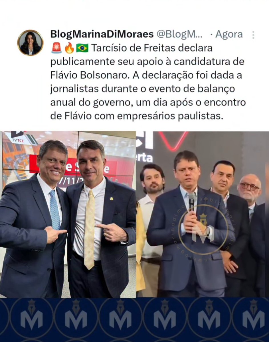 EdAlbuquerque5's tweet image. TARCÍSIO APOIARÁ FLÁVIO BOLSONARO🇧🇷