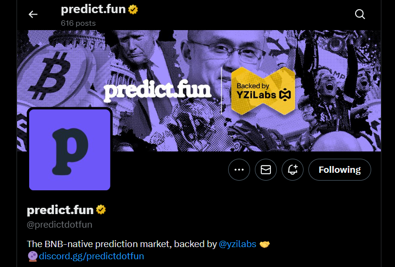 Presta atenção nessa notícia...🚨

O CZ da Binance fez um post dizendo que está feliz em apoiar a <a href="/predictdotfun/">predict.fun</a>. Esse será o Prediction Market do ecossistema da Binance, apoiado pela <a href="/yzilabs/">YZi Labs</a>.

Da mesma forma que <a href="/Aster_DEX/">Aster</a> é do ecossistema da Binance e o <a href="/CoinMarketCap/">CoinMarketCap</a> também