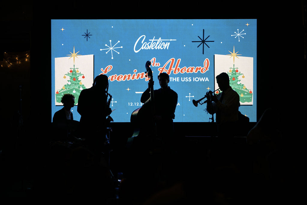 Castelion's tweet photo. Last week, we took a moment to gather aboard the USS Iowa to celebrate the holidays and reflect on what this team has accomplished in 2025. 

We moved from development into sustained flight testing, raised $350M for scaled production, and showed what disciplined urgency looks like when it matters. This team is rising to the occasion at a crucial time for our country.

We might be desert rats, but we clean up well!