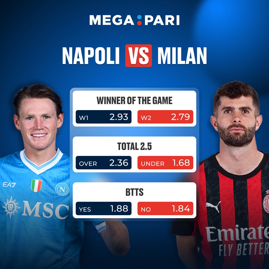 megapari_ngr's tweet image. NAPOLI 🆚 AC MILAN starts in less than 15 mins

Here is the Head-to-Head bets action in today’s featured match ⚔️

Pick your team, drop your prediction, and place your bet on Megapari megapari.media/4aoficS 💵

#Megapari #H2HBets #GameOfTheDay #MatchDay #BetAndWin
