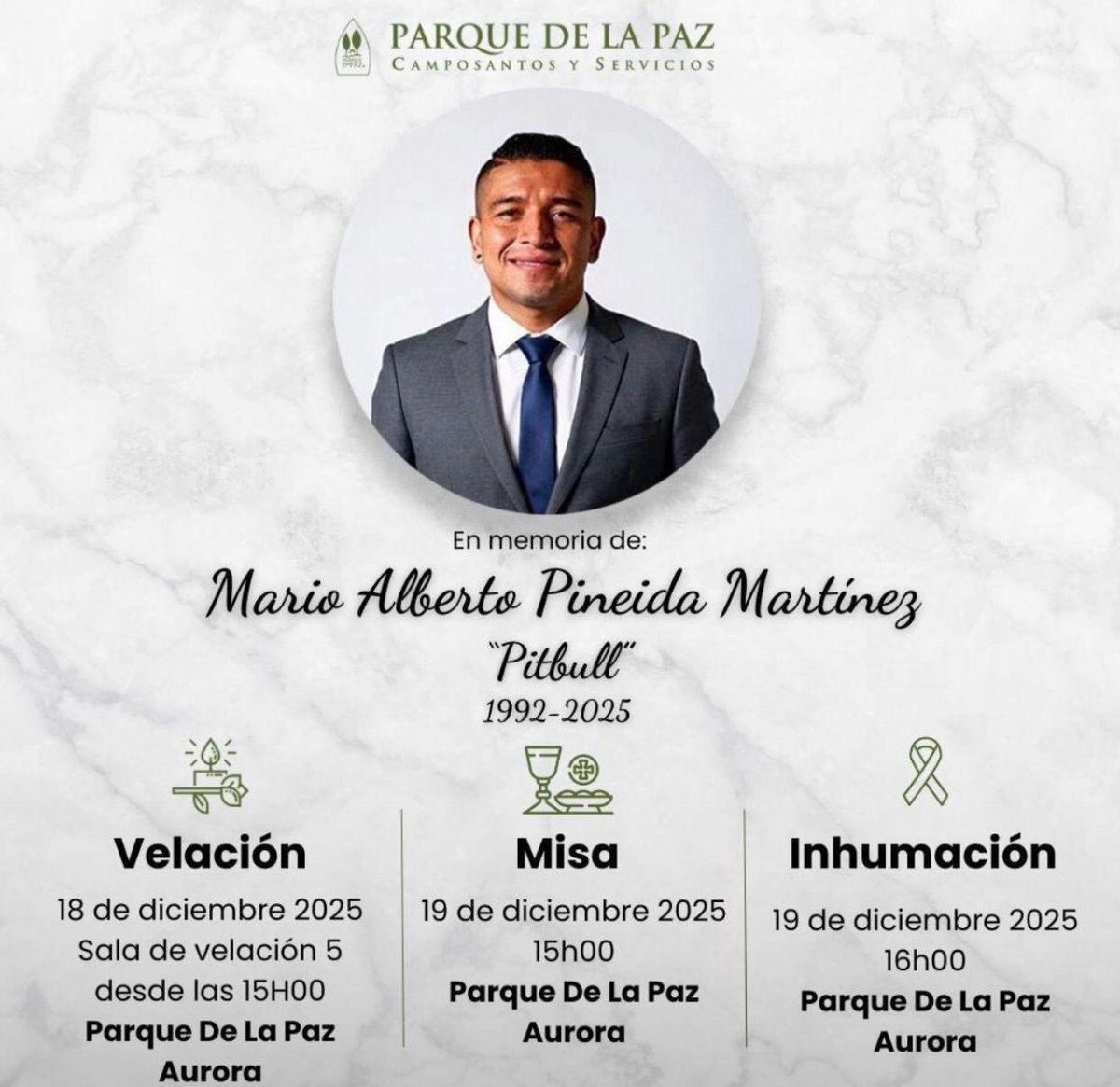 El último adiós a Mario Pineida. 
QEPD!!