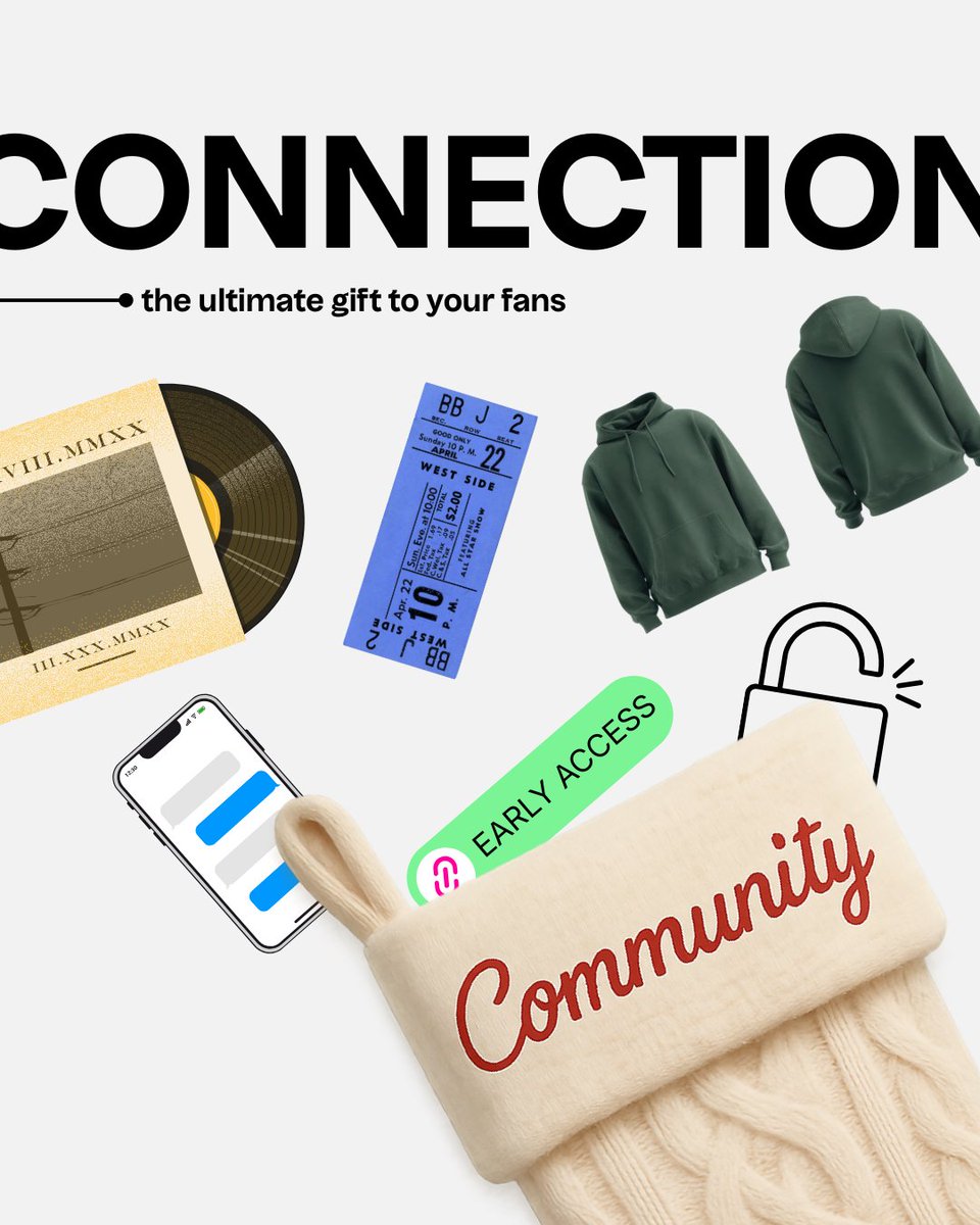 Community's tweet image. This holiday season, gift connection 🎁
Tour tickets, exclusives, and fan-first moments– powered by Community.
#HappyHolidays #SMSMarketing