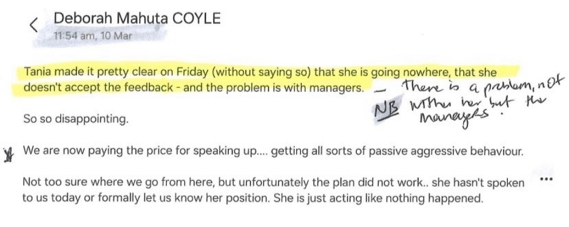Suitandtie9999's tweet image. The @nzherald and Audrey Young should be embarrassed about not testing the explanations she received from MUMA further.

So, according to Deborah Mahuta Coyle she drew up a plan in secret to remove the CEO, then investigated - and found no evidence of bullying. 

Yet she still…