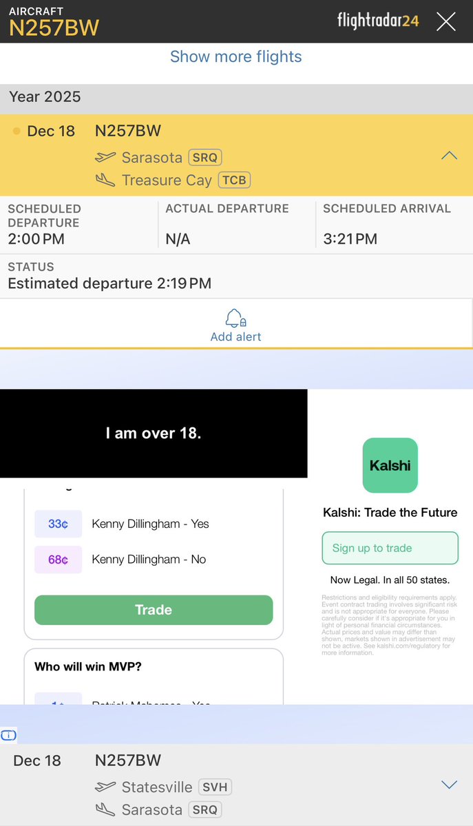 GoodridgeDallas's tweet image. Looks like Biffle’s plane was headed to Sarasota to see Cleetus and then later today over to the Bahamas