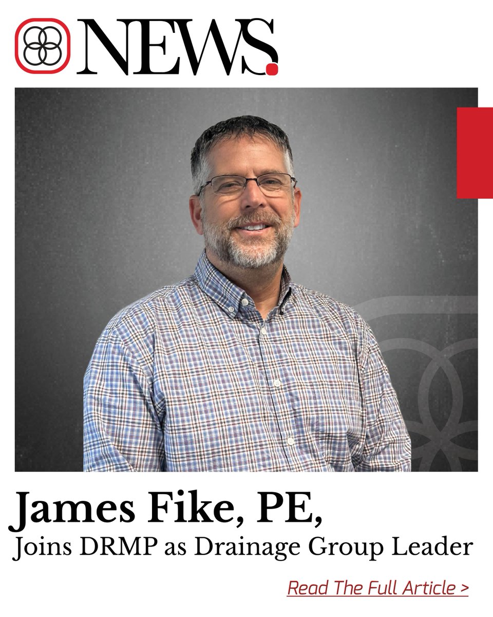 Welcome to the team, James Fike, PE! We’re excited to have James join DRMP as our new Drainage Group Leader, bringing more than two decades of experience and a strong commitment to innovative, resilient, and client-centered water resources solutions. drmp.com/news/drmp-enha…