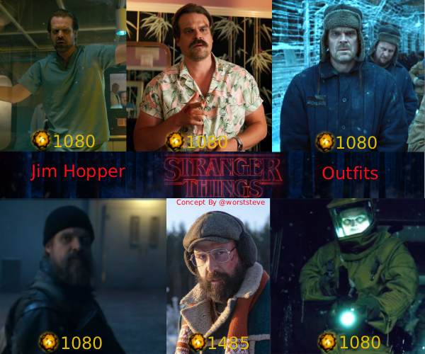 worststeve96's tweet image. 19 days left until PTB for Stranger Things Chapter 2 releases.

Had some time to do a potential skins concept for Hopper, hope you enjoy :)