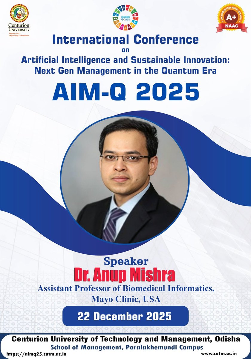 CUTM_AP's tweet photo. 🧠 AI Meets Healthcare Innovation at AIM-Q 2025 🧠

🔖 “Transforming healthcare through intelligent innovation.”

#AIMQ2025 #InternationalConference #ArtificialIntelligence #AIinHealthcare
#BiomedicalInformatics #DigitalHealth #SchoolOfManagement
#cutmpkd# cutmbbsr #cutmap https://t.co/xyjuR3WS6N