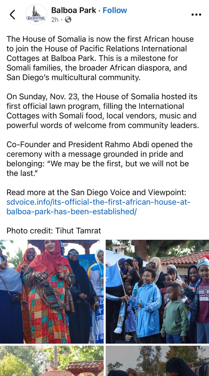 neptunesfantasy's tweet photo. The house of Somalia at Balboa Park just added the first African Country to their international house cottages (finally!) and they have received so much hate from nasty conservatives in the community. Just wanted to share the names and faces of these people https://t.co/8M3hEy2mDy