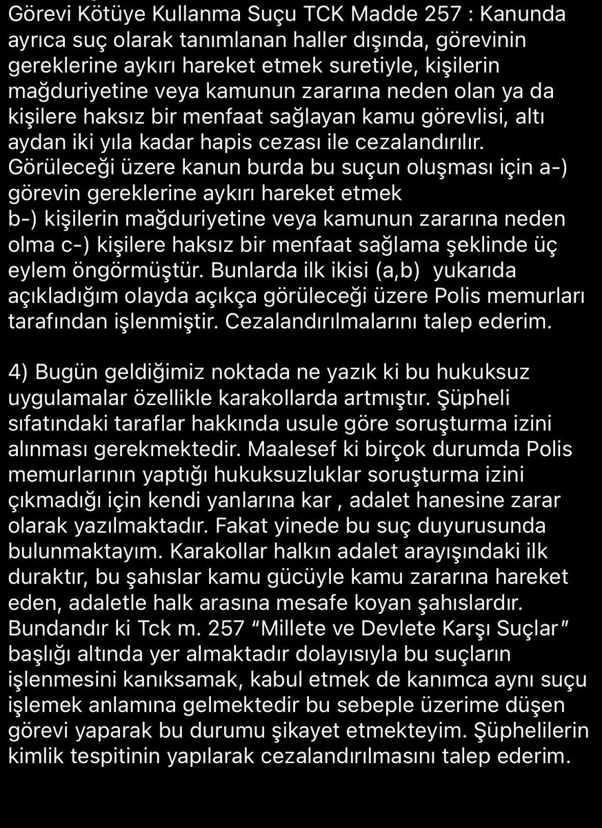 📌15.12.2025 tarihinde üyemiz Av. Deniz Ertekin’e görevi nedeniyle sözlü saldırıda bulunan Kartaltepe Karakolu’nda görevli 4 polis memuru hakkında bugün suç duyurusunda bulunduk. 

📌Bakırköy Cumhuriyet Başsavcılığı Memur Suçları Soruşturma Bürosu tarafından şüpheli polislerin