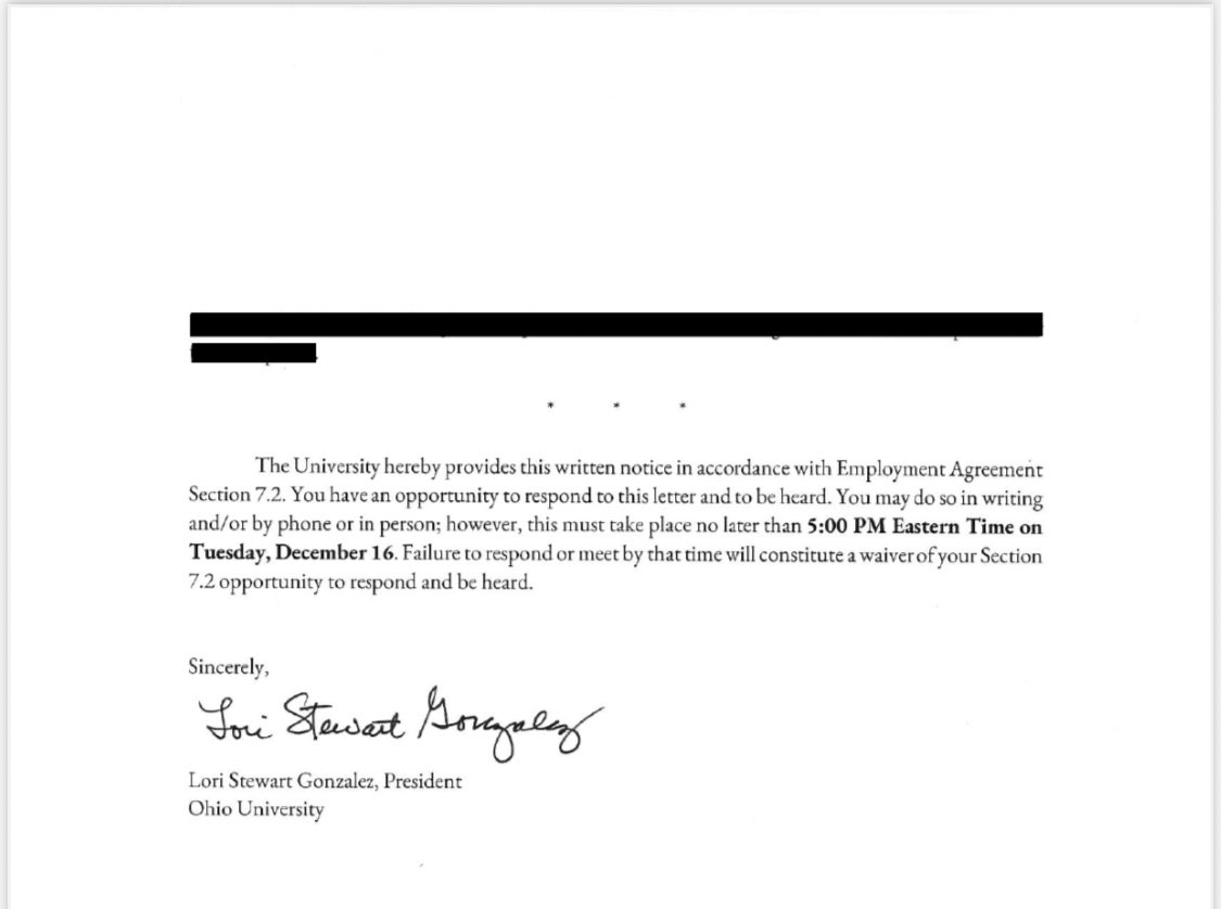 Breaking: In a file obtained by WOUB via public records request, Brian Smith was accused of having an extramarital affair with an undergraduate student.

The full document: