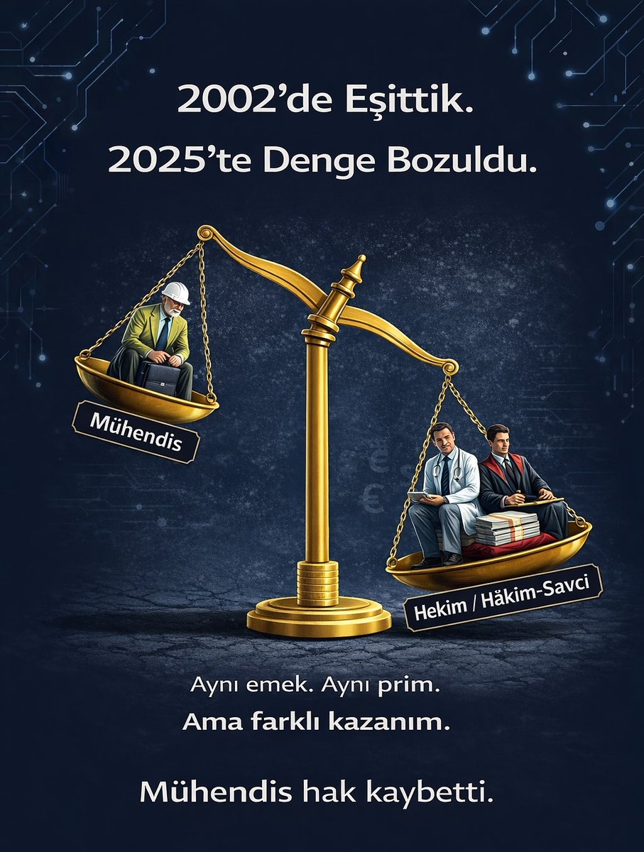 Her projede imzası olan mühendis, maaş düzenlemelerinde yok sayılıyor.
Sorumluluk var, risk var, karşılığı yok.
#AdaletMuhendiseUgramadi