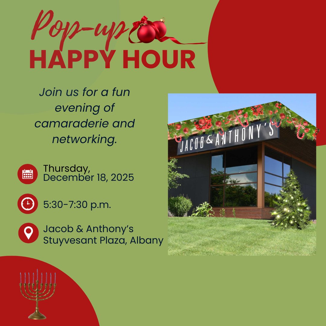 AlbanyCountyBar's tweet photo. 🍸 Get into the holiday spirit! 

Join us TONIGHT for the December ACBA Pop-Up Happy Hour — a fun evening of networking, drinks &amp; great conversation. Don’t miss out! 🎉 

#ACBA #Networking #HappyHour https://t.co/912VPGanfi