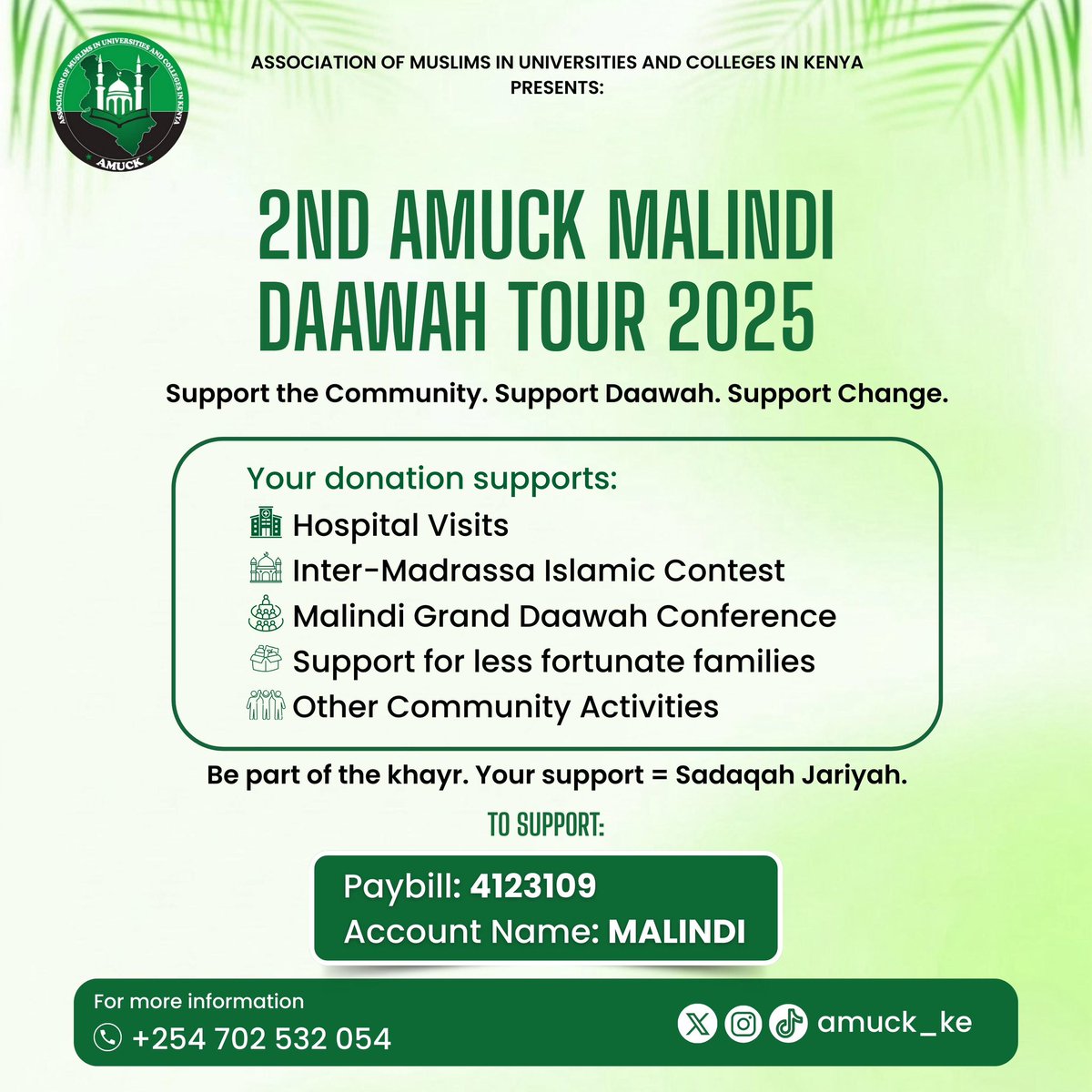 amuck_ke's tweet photo. MALINDI DAAWAH TOUR 2025

🗓️ 20th – 22nd December 2025

A transformative journey of daawah and community service — all aimed at uplifting and inspiring our Muslim communities — beacons. https://t.co/kkOkwIgAuC
