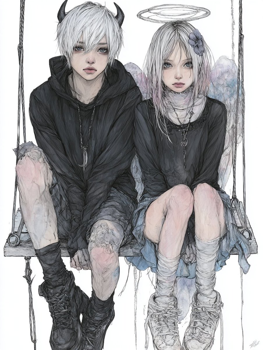 天使と悪魔は大人のラベルだった #AIart