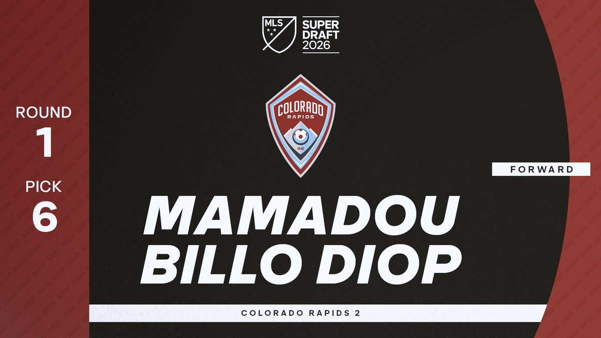 MLS's tweet photo. With the No. 6 pick in the 2025 MLS #SuperDraft, @ColoradoRapids select forward Mamadou Billo Diop from @Rapids_2. https://t.co/E96ee61Fau