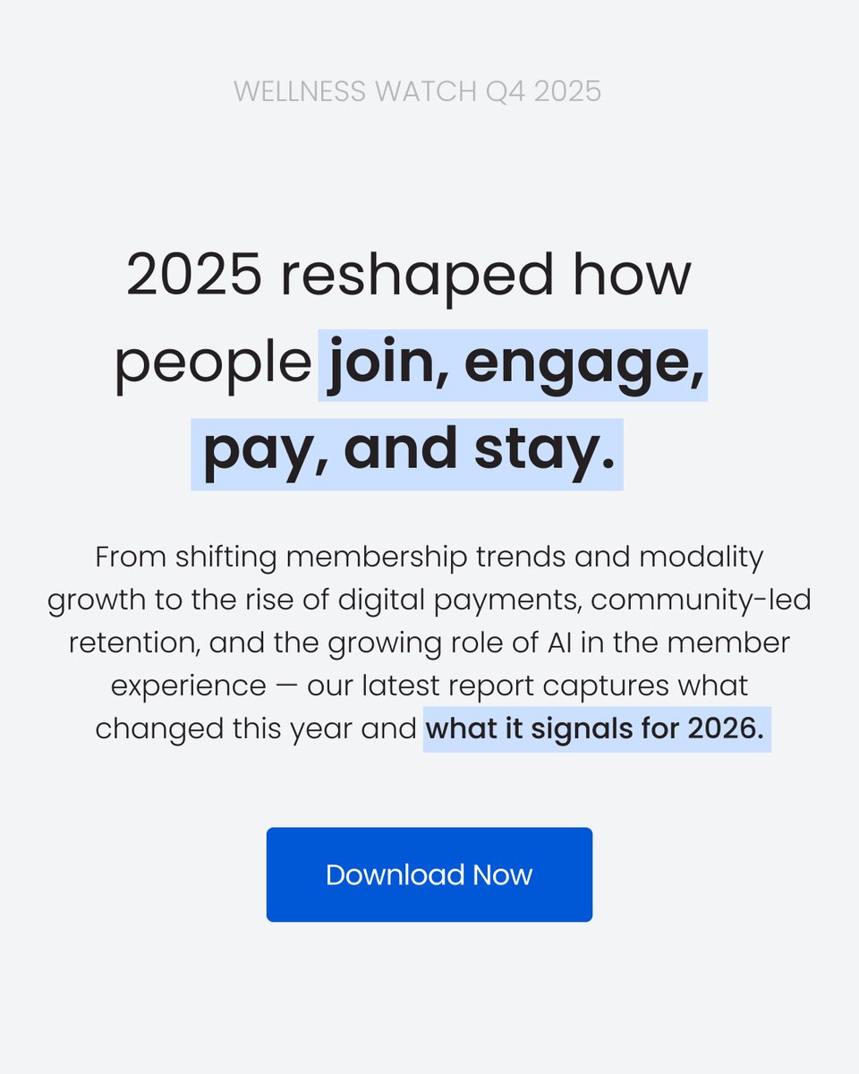 abcfitness_'s tweet photo. Planning for 2026 starts with understanding 2025 👀

In 2025, fitness businesses navigated softer acquisition, stronger engagement, changing payment habits, new modality dynamics, and rising expectations around community and technology.

Download now ➡️ https://t.co/4EPmOuxOgH https://t.co/A01D4esacJ