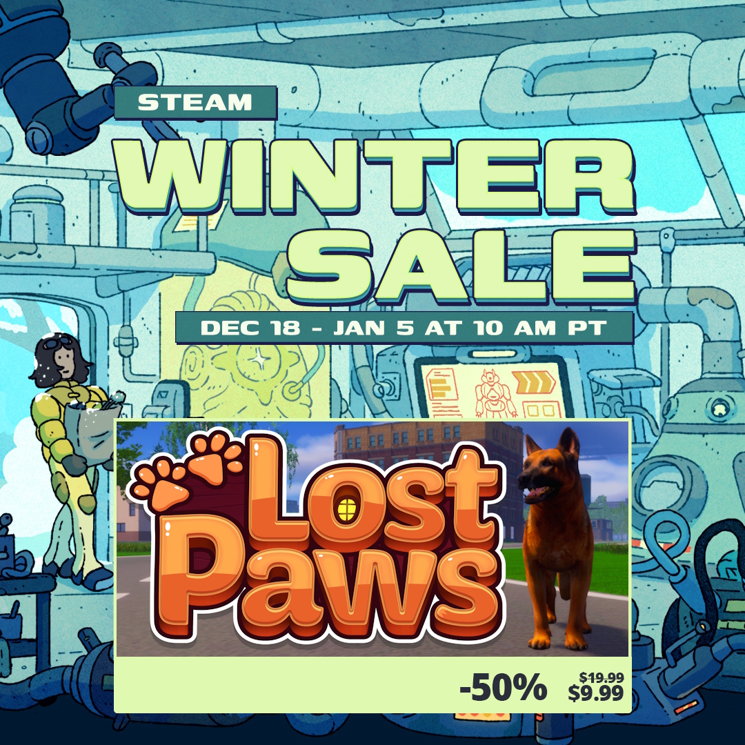 DungeoneeringS's tweet photo. Frosty Delights abound! ❄️

Lost Paws is 50% off on the #steamwintersale! 🎉

Check out this dog's seasonal offerings here ⬇️
https://t.co/jDshVRggXm

#indiegame #openworld https://t.co/09YMspwhg3