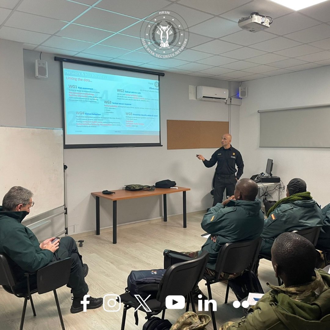 EU_HRSN's tweet photo. HRSN met with the Public Spaces+ project leadership at Guardia Civil La Rioja to coordinate training and capacity building for Police Forces in Ghana, Kenya, and Senegal. Discussions covered the HRSN framework, expert selection, review of the First Responders training package https://t.co/QyEi1m7Ojt