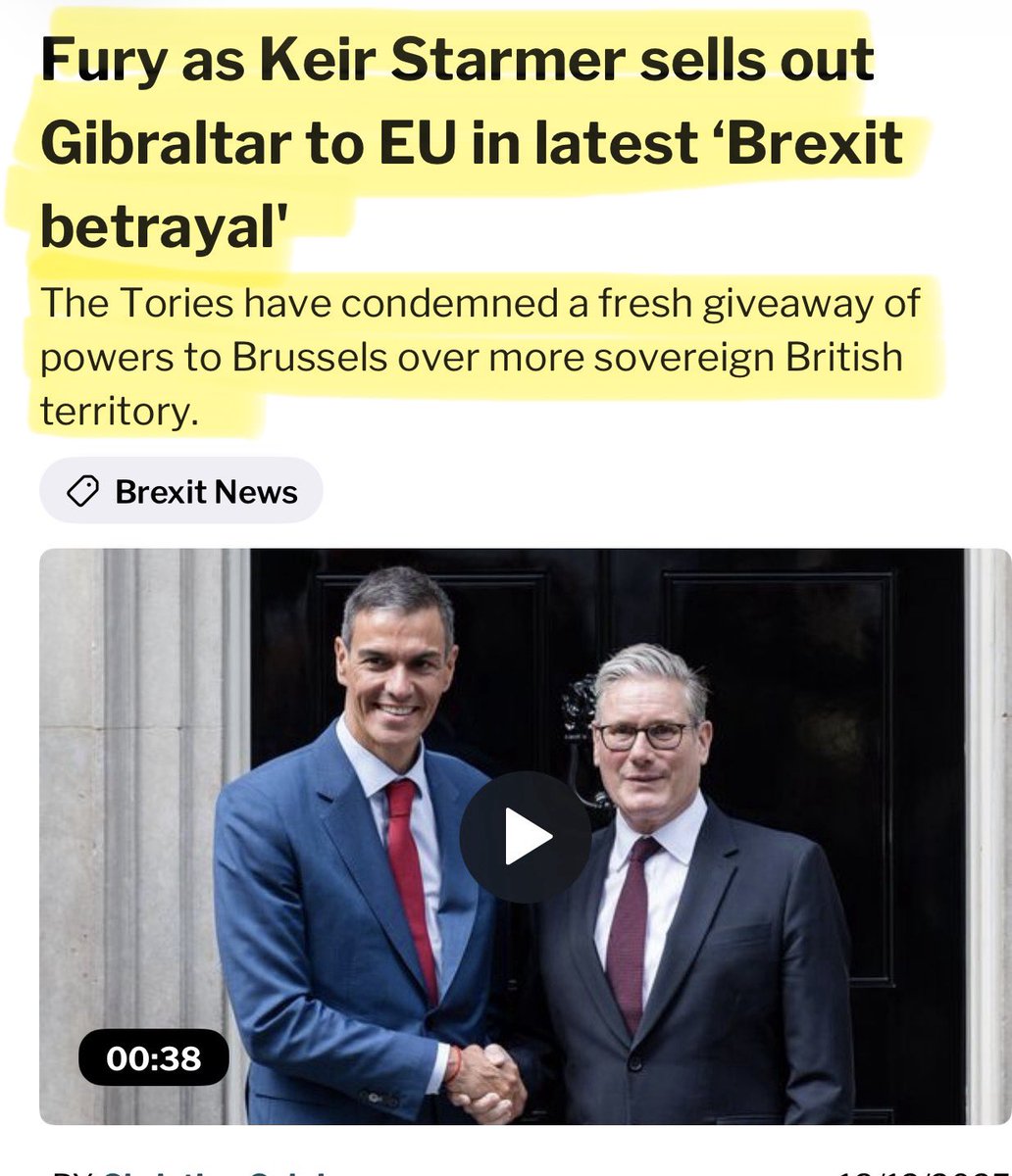 What the actual hell is going on? 

Now Labour plans to hand Gibraltar to Spain. Giving Spanish border guards complete say over whether British citizens can enter the territory.

Back into the EU bit by bit absolutely against the wishes of the majority.