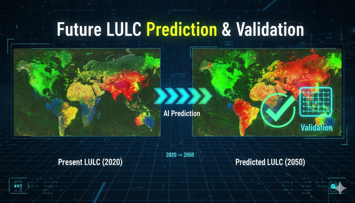 GISRSStudyHacks's tweet photo. 🚀 NEW GIS & REMOTE SENSING TUTORIAL ALERT!
🌍 Future Land Use Land Cover (LULC) Prediction & Validation
Link: https://t.co/opPYzS0TG5
#LULC #FuturePrediction #RemoteSensing #GIS #LandUseChange #EarthObservation #SpatialAnalysis #UrbanGrowth #EnvironmentalPlanning #StudyHacks https://t.co/1hdabtEjaS