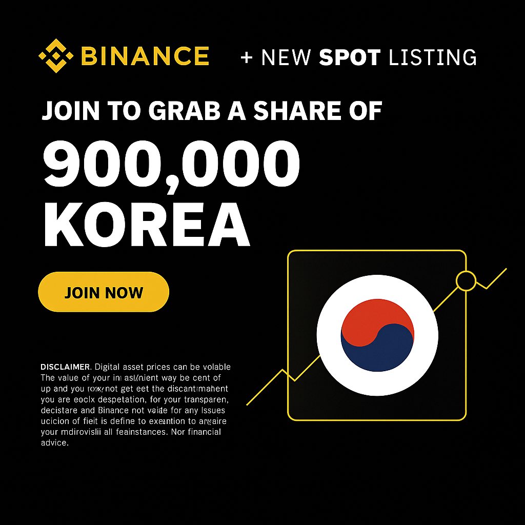 $KOREA x #Binance  900,000 $USDT giveaway for 5555 winner 🎁 

Join now:
- Follow <a href="/KoreaXsol/">$KOREA</a> 
- RT &amp; Like 
- Comments $SOL wallet address

Giveaway ends December 22nd ⏳