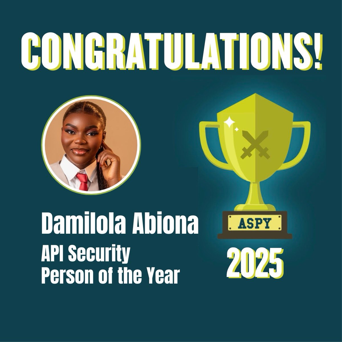 ce3nerd's tweet image. WE WON!!! 🎉🥳💃💃
You guys brought it home!
1 American 🇺🇸, 1 English 🇬🇧, 2 Nigerians 🇳🇬  ASPY came to Nigeria! To everyone who voted, thank you 🙏. I’m especially grateful to my amazing Cybergirls community your support made this possible.Thank you @apisecu for the recognition🙏