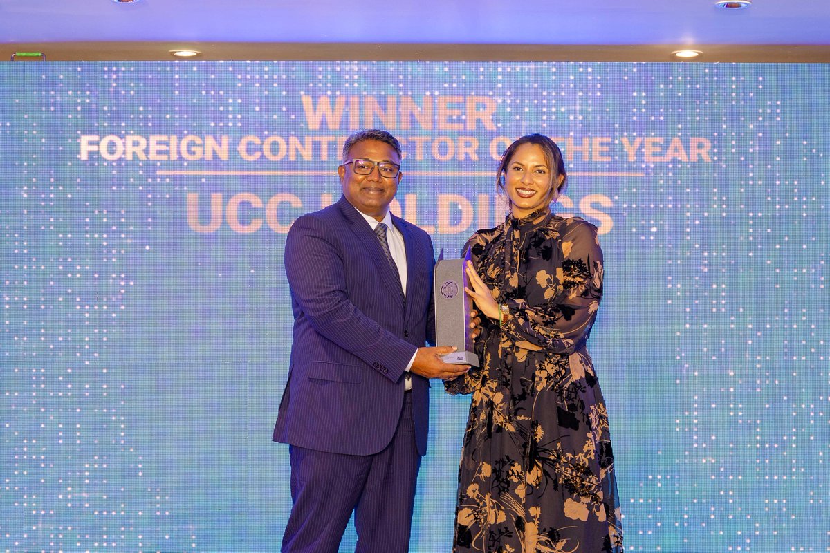 uccholding's tweet photo. UCC Holding receives the Best Foreign Contractor award at the Builder Awards, recognizing our global expertise and commitment to delivering prestigious luxury resort developments in the Maldives.
#UCCHolding #BuilderAwards #BestForeignContractor #LuxuryResorts #Maldives https://t.co/iCA7iY9xEi