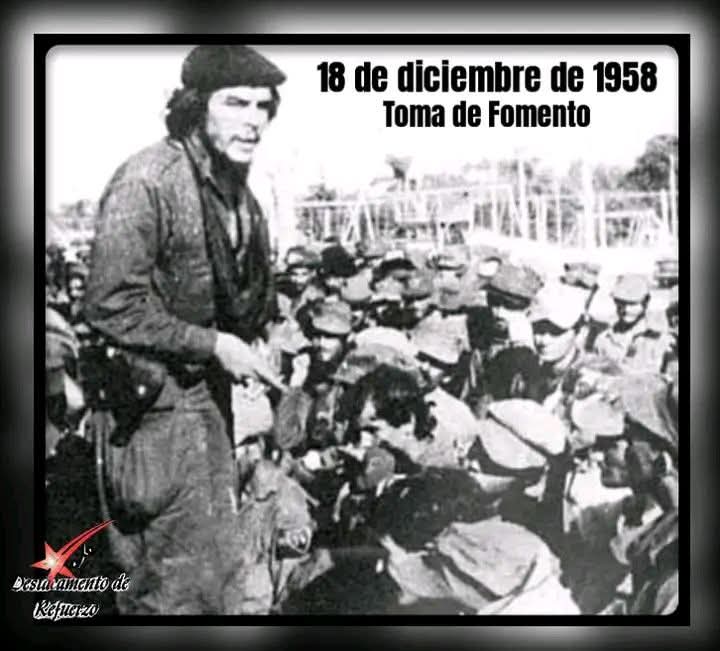 Un Día como Hoy 18 de Diciembre de 1958: Es liberado el poblado de Fomento por la Columna 8 al mando del Che. 
Después de varios días de fuertes combates con el ejército batistiano Fomento se convierte en Territorio Libre de Cuba.
#Yaguajay 
#SanctiSpíritusEnMarcha 
#CheVive